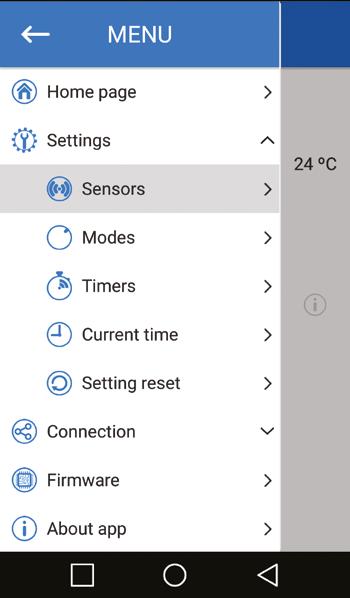 SENSOR OPERATION SETUP When setting up the sensors, take into account that it is possible to select the operation by a temperature sensor or any other sensors (humidity, motion an external switch).