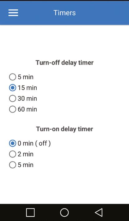 TIMER SETUP To configure the timers, go to the Settings Timers menu.