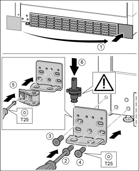 Fig. 30 (5) u Insert the bearing bolts completely. Ensure here that the catch mechanism points backwards. Fig. 30 (6) 4.3.9 Transferring the handles Fig.