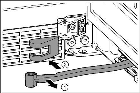 14 (1) u Insert a screwdriver behind the soft-stop mechanism on the handle side and rotate forwards. Fig.