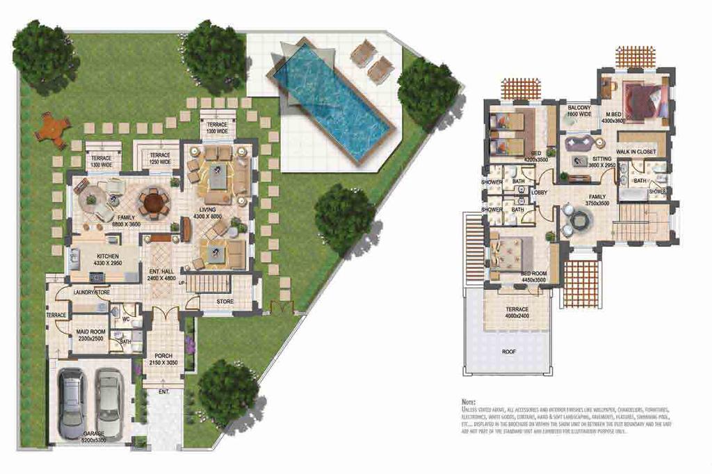 ف لل نسيم/ ٣ غرف نوم / فئة ب Naseem Villas / 3 Bedrooms / Type B Average built up area 3,574 to 3,716 Sq. Ft.
