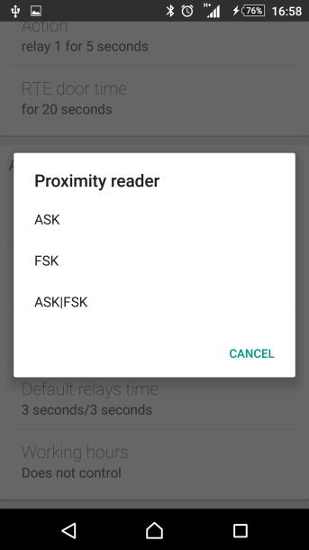 !! ASK and FSK modulation is ON by default "Relay activation duration" settings
