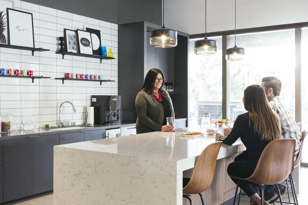 The kitchen is now a favorite space for many of s designers and architects. The bright, open environment promotes impromptu collaborations throughout the day.