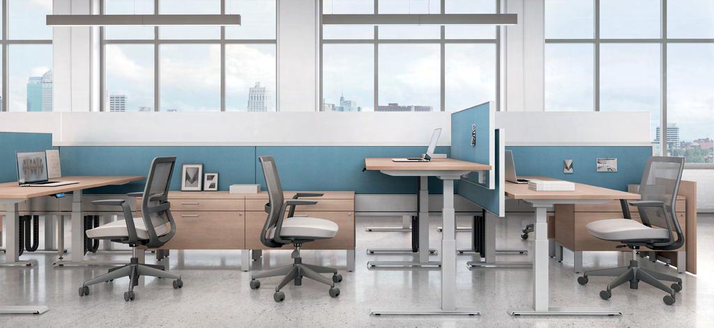 Works well with others Enhance functionality in existing spaces. FreeFit tables easily integrate within any Global Contract workstation.