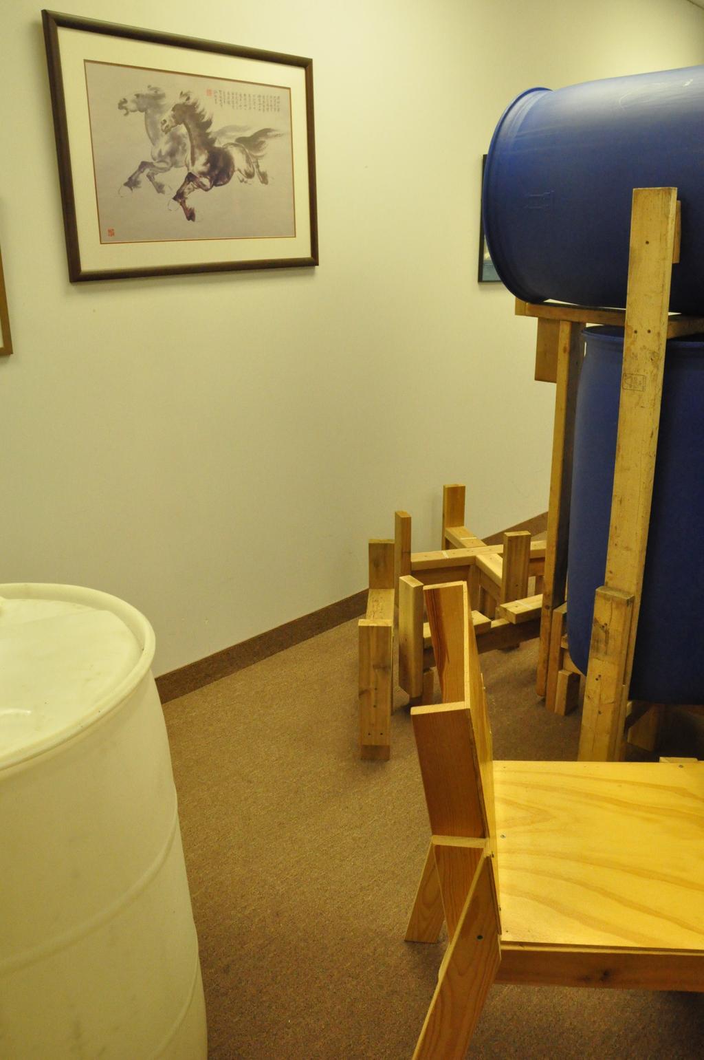 The Barrels and Barrel Stands at the office in