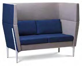 TANDERRA LOUNGE 1470w x 720d x 1110h o/a OPTION: Black or White Powdercoat Fully Upholstered Lounge with Wrap Acoustic Wall, Polished Aluminium Legs.