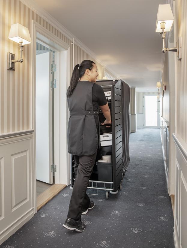 The service modules are intuitive and easy to maneuver in the hotel hallway. Cost efficient cleaning system for your hotel.