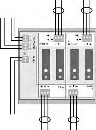 Hook-Up Diagrams for Simplex and Duplex Configurations Note: If only one DC power feed is to be used, a pair of jumper wires is required to the second set of DC feed terminals to ensure that the