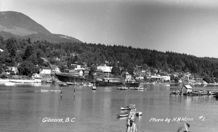 Historical Uses 7 Lower Gibsons with Tanker at Wharf (visible: Ballentine Block,