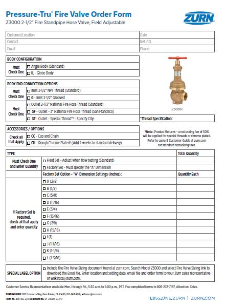their project Forms for Hose Valves Z3000 Z2100 ZW4000 / Z4000G