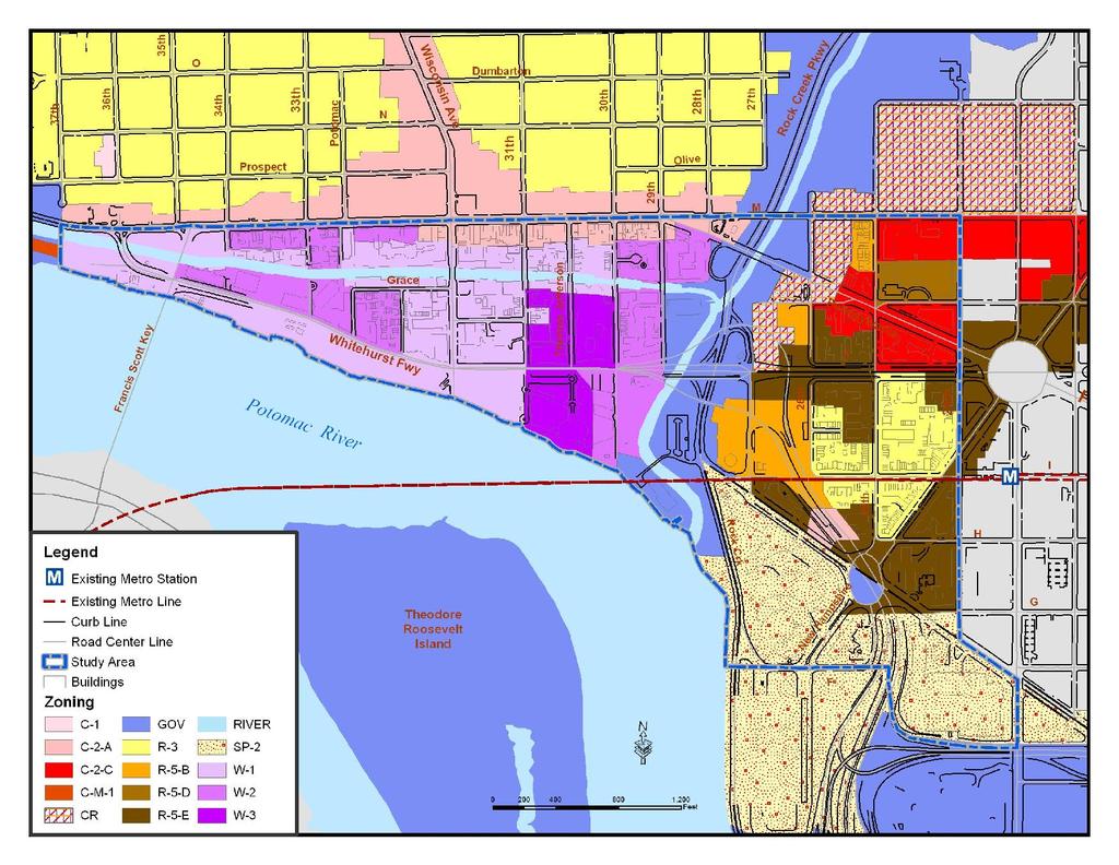 Figure 4 6. Whitehurst Study Area Zoning Classification Source: District Planning GIS, March 2005. Notes: The existing zoning map does not show the most current update in land uses.