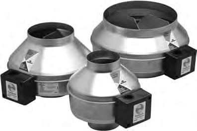 TOTALINE FG SERIES INLINE CENTRIFUGAL FANS FEATURES: Galvanized steel housing features baked powder coat finish, perfect for commercial code applications.