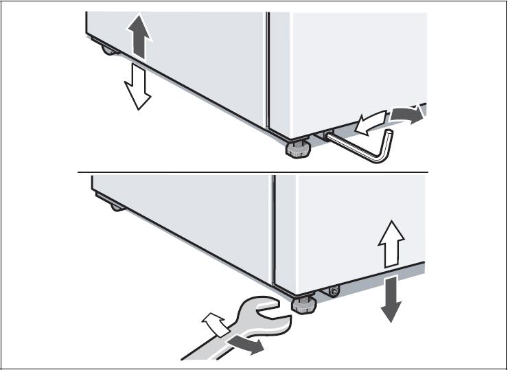 4.19 Adjusting the appliance 4.19.2 Space for ventilation opening 4.19.1 Solid position To ensure the functionality of the appliance, it must be set level with a spirit level.