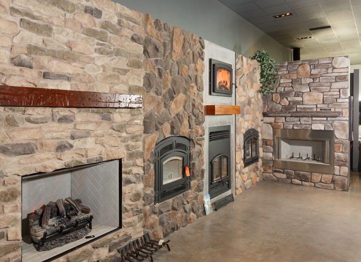 Our showroom is pretty unmatched in the city for what we can display in fireplaces and our stone products, he says.