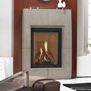 MODERN COLLECTION Atlas Surround Designed to add to the contemporary look of the European-influenced Everest fireplace, the Atlas surround features concrete construction and a beveled glass