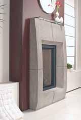 Everest shown above with Atlas Cast Stone surround in Gray. Front Panel & Hearth Pad Options Standard curved outer glass front and optional hearth pad available in bronze, gray or green tint.