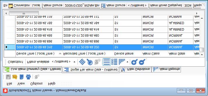 12.2 View a Single File The Historical information in a single alarm data file from a collection can also be displayed. To view data in a single file 1.