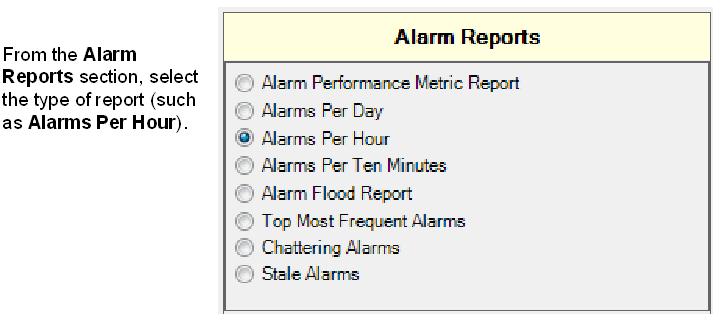 16.2 Create Alarm Report To create an alarm report Note When