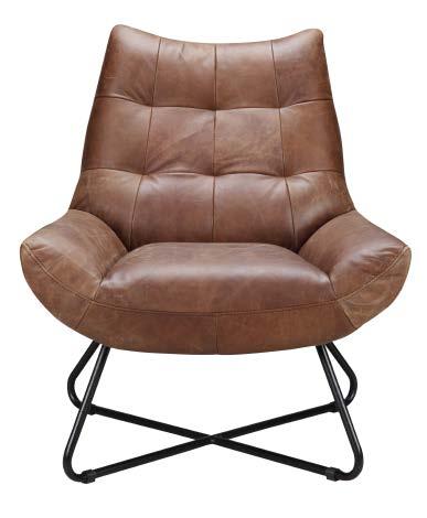 Made from top-grain leather, and supported by a wood and iron frame, this armchair is a great accent piece to any table or room. 25 W x 23 D x 32.