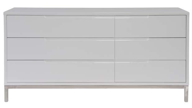 MATERIALS POLISHED STAINLESS STEEL MDF DIMENSIONS 24 W X 18 D X 22 H ER-1197-18 NAPLES DRESSER WHITE A sleek modern design lends itself well to the Naples Dresser.