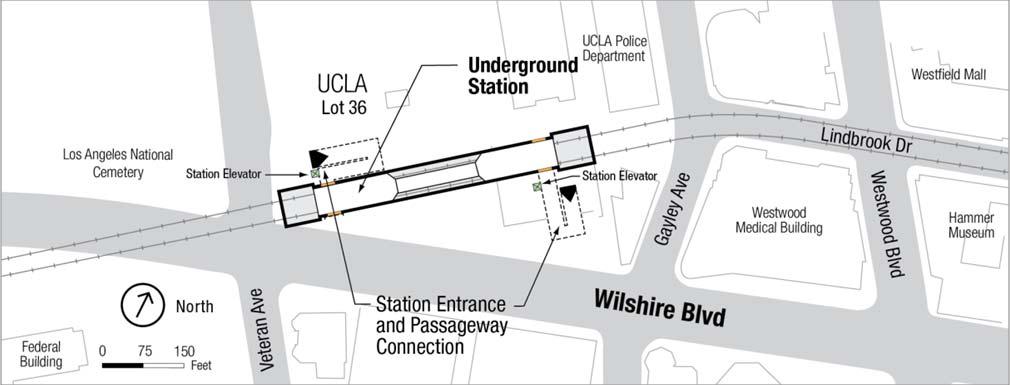 Visual and Aesthetics Impacts Technical Report Given the high ridership projections for Westwood/UCLA, two entrances are proposed for each station location.
