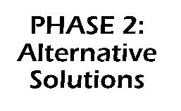 alternative solutions to address problems/opportunities Overview of existing and