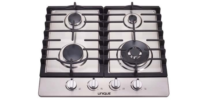 24 GAS COOKTOP UGP-24 CT1 stainless MODEL (shown) UGP-24 CT1 OPERATION Natural Gas (NG) or Propane (LPG) - comes set for NG, LPG orifices included DIMENSIONS: 23.6 x 20 x 4.