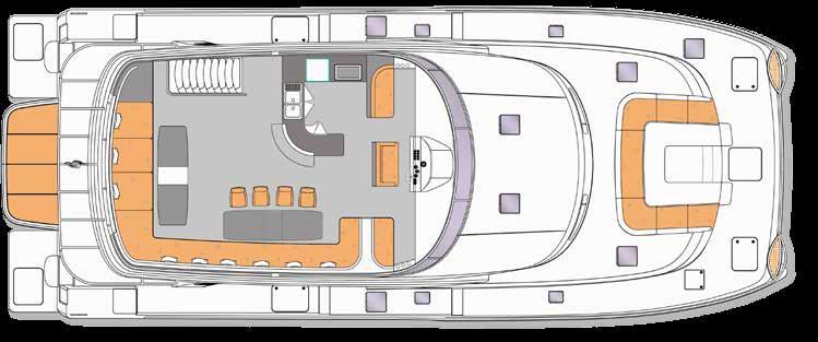 Flybridge area with Helm, BBQ, Galley & Bow seating Overview of the vessel 2 x Caterpillar C8.