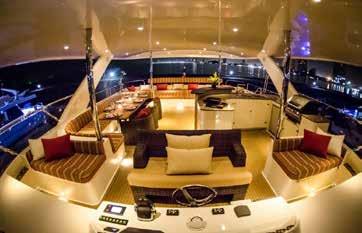 flooring Marine vinyl ceilings and skirting Choice of upholstery with Quick dry foam cushions & bed mattress throughout the yacht Personalized metallic hull color Helm & Navigation C-Zone electronic