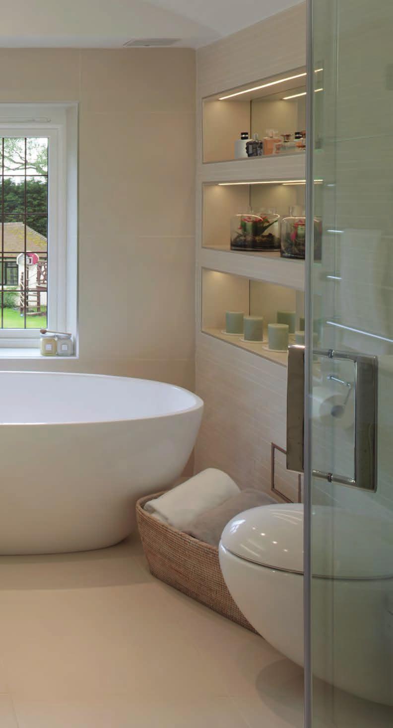 install a freestanding bathtub, create storage and install a shower that didn t flood the floor each time it was used.
