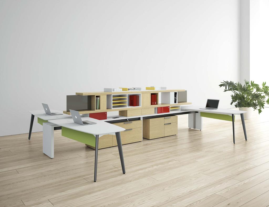 Workshelf Shared Workspace Workshelf is a desking system that spans the open plan and private office with the clean lines of benching and the privacy and storage options of a panel system.