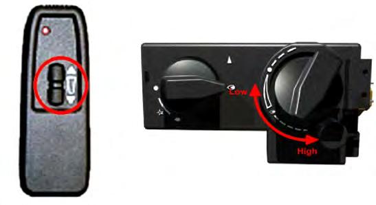 Use either the handset (GV34 Models) or manually turn the knob on the right side to high rate for 5 to 10 minutes to heat up