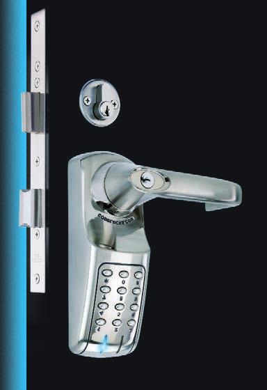 battery powered access control GM7113 Heavy duty electronic digital lock with 60mm backset mortice latch and full size lever handles Door thickness 35mm to 65mm.