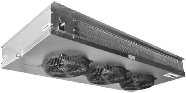 CEILING-TEMP DUAL DISCHARGE - LOW SILHOUETTE UNIT COOLERS Center mount with two way air discharge. Designed for applications that require minimal coil height.