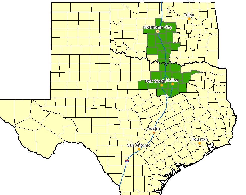 OKCDFW Subregion Oklahoma and Texas