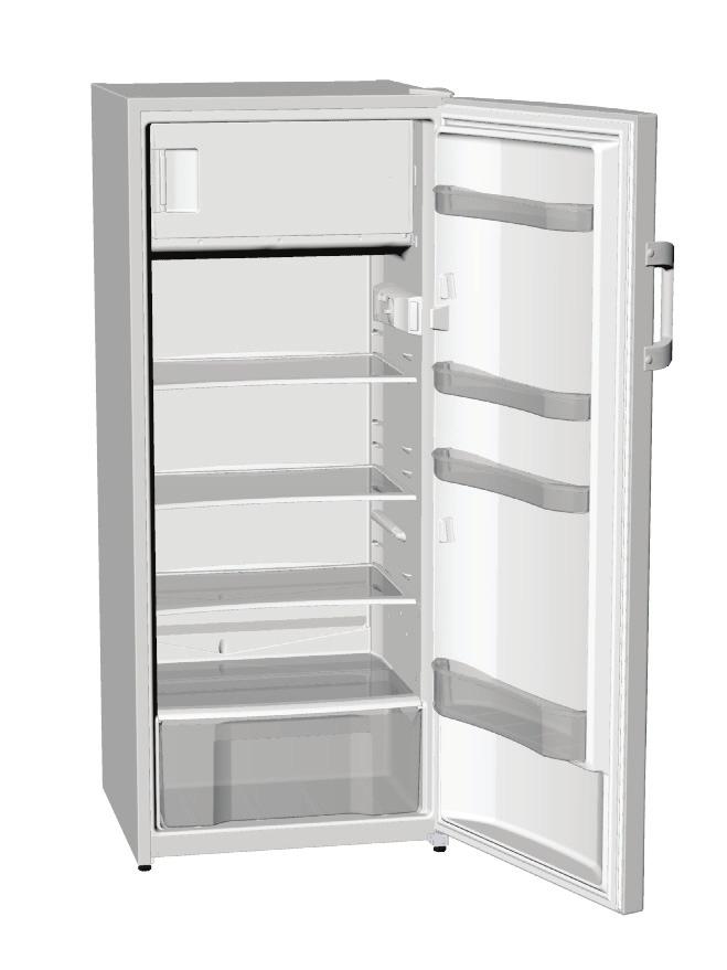 Appliance description A Refrigerator compartment B Freezer compartment 1 Control unit 2 Interior illumination lamp 3 Shelf (height adjustable) 4 Water discharge gutter / groove 5 Fruit
