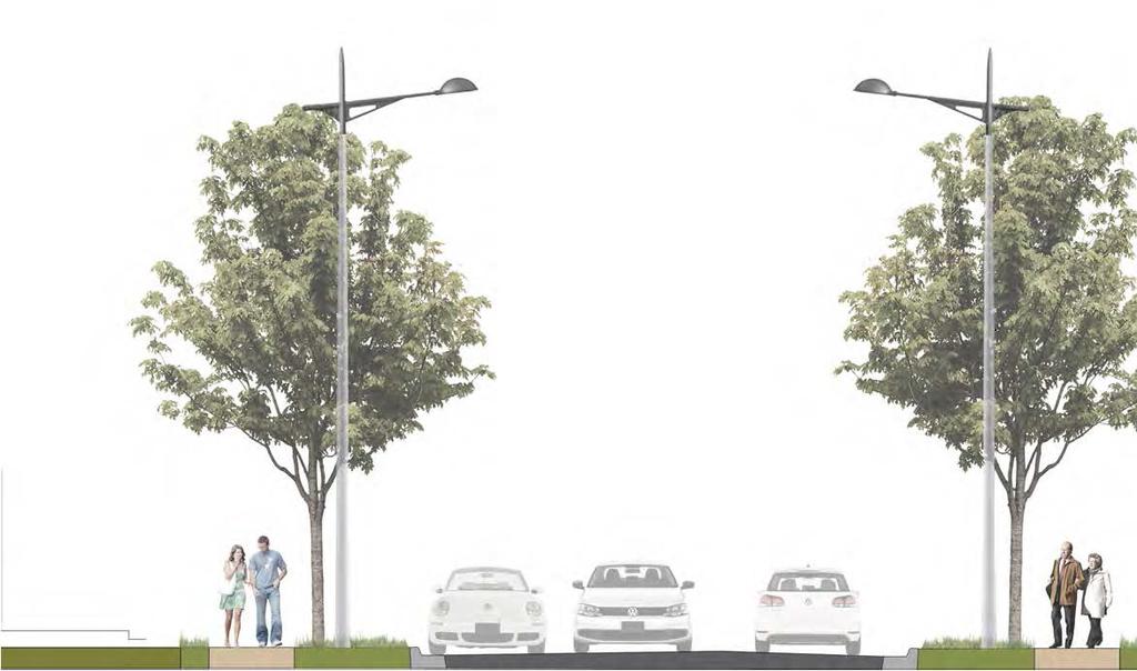 KEY 1.50m Sidewalk 0.5m to Tree Cl 0.20m Curb 4.05m 8.90m Pavement 4.25m 4.05m 4.50m Max. Residential Setback 1.25m to Street Light Pole 2.25m Planted 2.25m Parking Lane 3.