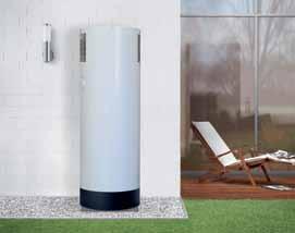 The heat pump works in a similar way to a refrigerator, but in reverse: it makes the inside (water) hot and the outside (air) cool.