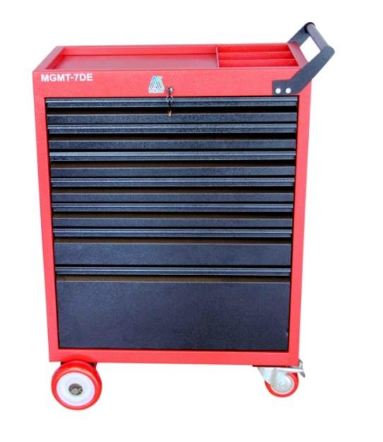 8) Robust wheel design to protect from toppling. 9) Heavy duty Rubber/PU wheels. 10) Electro powder coating for better paint life. Model :- 7DE Model :- 7DE. Tool Trolley With 7 Drawer. (Economy).