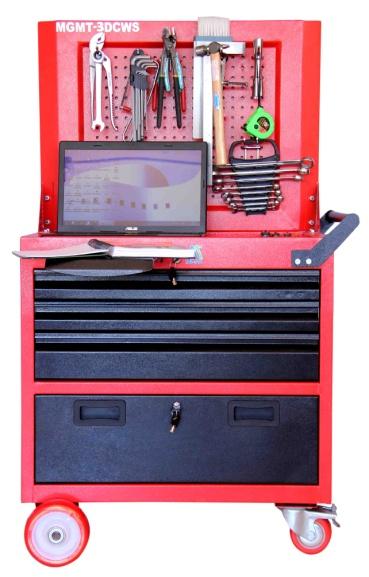 Model :- 3DCWS Model :- 3DCWS. Rolling work station With 3 Drawer & Cabin With Perforated Panel for hanging tools. (Economy). 1) Small compact design with full features.