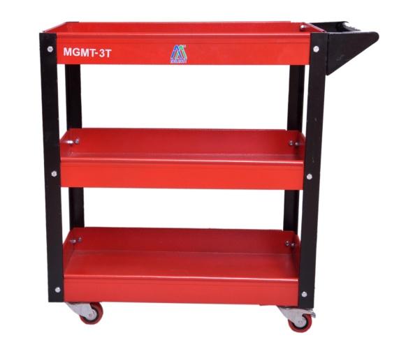 7) Even load distribution while opening and closing. 8) Electro powder coating for better paint life. 9) Ideal for small Garages and workshops. Model :- 3DWS Model :- 3T Tray Trolley With 3 Tray.
