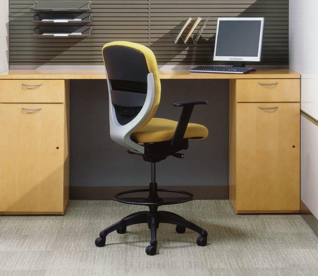 The stool suits those who want or need an extended seat height, while its standard pneumatic and optional low seat-height base/cylinder combinations provide the perfect sit for nearly 95 percent of