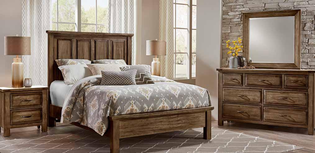 Maple Road is available in 4 finishes. Set stocked with King storage bed option.