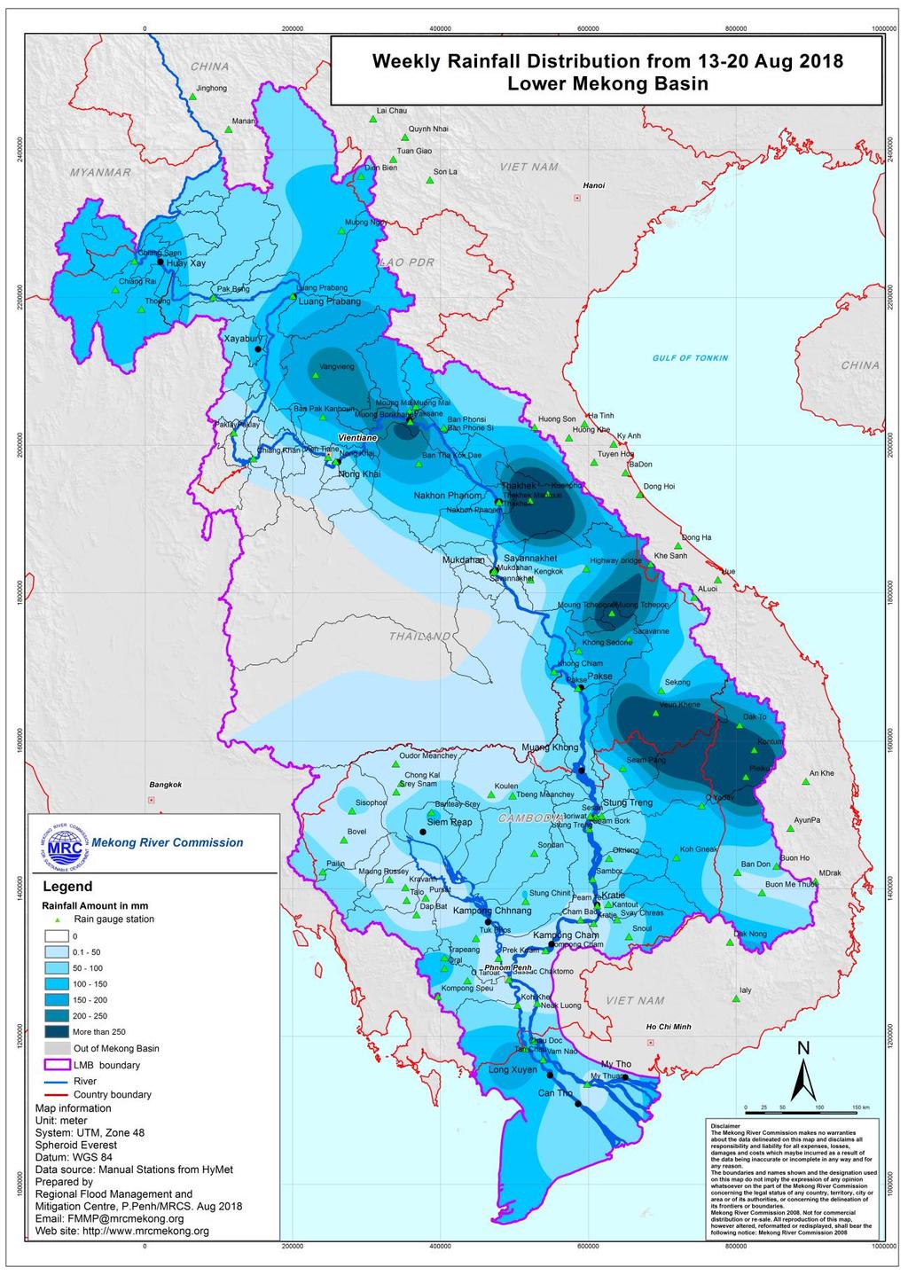 Figure : Weekly Rainfall Distribution over the LMB from th to th