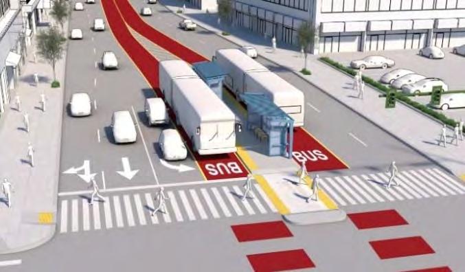 primary options were carried forward: 1) a side running option where the bus would operate in a mix of business access and transit