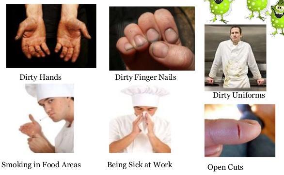 Poor Personal Hygiene Poor personal hygiene occurs when food handlers: Don t wash their hands right after using
