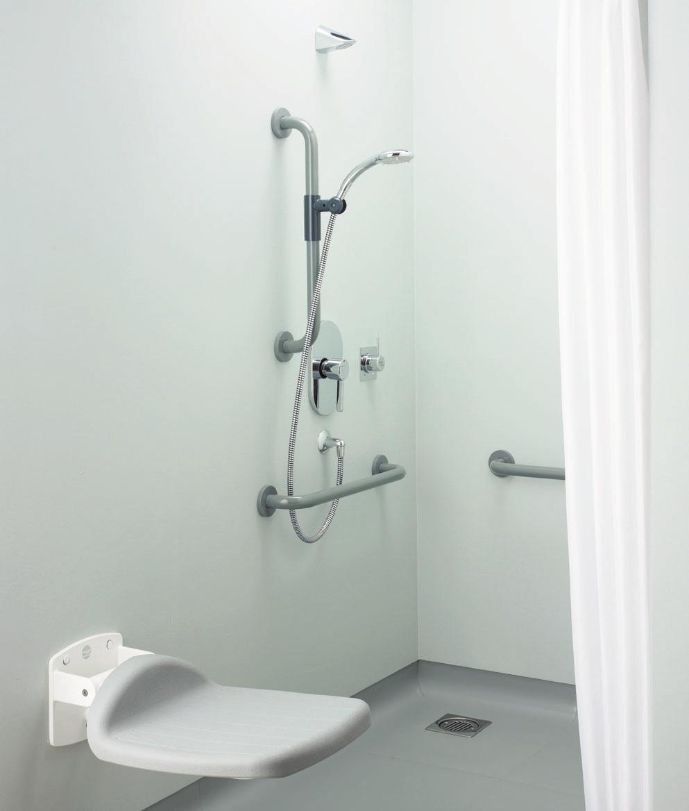 ambulant shower room In this room, intended for use only by fully ambulant staff or visitors who will be at minimal risk when showering or changing, a shower tray and/or shower cubicle is acceptable.