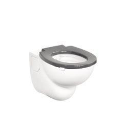 Code: S307701 Hospital pattern WC for clinical use. Rimless design eliminates potential bacteria hot spot. Padded back support for improved comfort. Easier transfer from wheelchair to WC. 4.