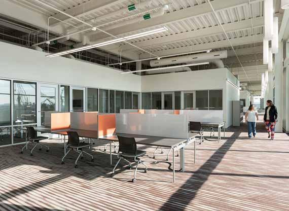 Inside (and often outside), the 52,000 SF facility houses graduate