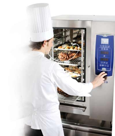 CLIMABOX gives you to opportunity to choose the cooking modality: - the close oven chamber taking advantage of overpressure and of the microclimate presents inside the chamber (higher cooking